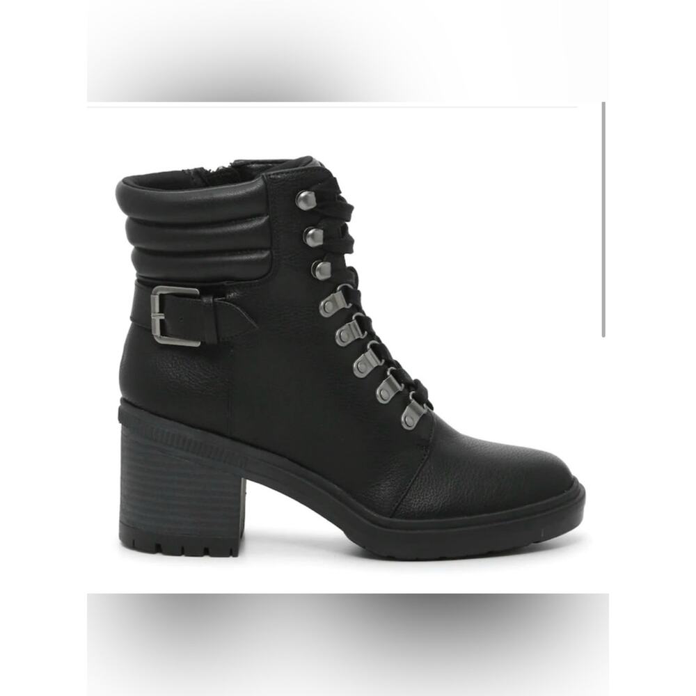 Mix No. 6 Kadin Black Heeled Combat Boots Women’s Lace Up Zip size 6 NWOB - Picture 2 of 11